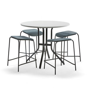 Zostava nábytku: Stôl Various + 4 modrošedé stoličky Attend