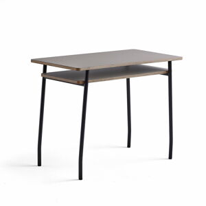 Stôl NOVUS, 1000x500 mm, čierny rám, ílovošedá doska