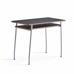 Stôl NOVUS, 1000x500 mm, biely rám, čierna doska