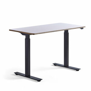 Výškovo nastaviteľný stôl NOVUS, 1200x600 mm, čierny rám, biela doska