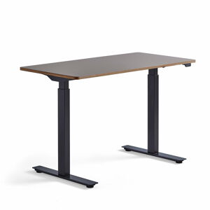 Výškovo nastaviteľný stôl NOVUS, 1200x600 mm, čierny rám, ílovošedá doska