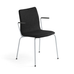 Konferenčná stolička OTTAWA, s opierkami rúk, čierna tkanina, šedá
