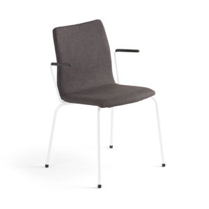 Konferenčná stolička OTTAWA, s opierkami rúk, šedá tkanina, biela