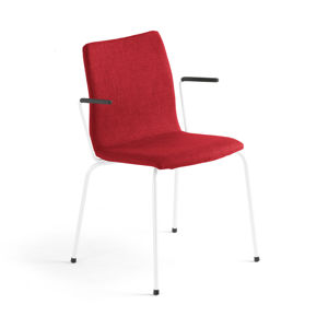 Konferenčná stolička OTTAWA, s opierkami rúk, červená tkanina, biela