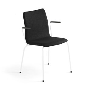 Konferenčná stolička OTTAWA, s opierkami rúk, čierna tkanina, biela