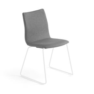 Konferenčná stolička OTTAWA, s kĺzavou základňou, sivá tkanina, biela