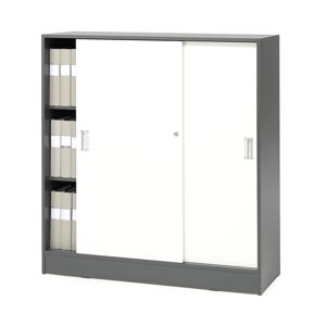 Skriňa s posuvnými dverami FLEXUS, 1325x1200x415 mm, šedá, biela