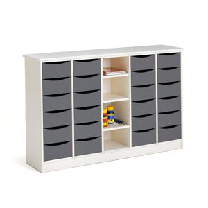 Zásuvková skrinka BJÖRKAVI, 24 zásuviek, 4 priehradky, 1520x400x980 mm, biela, šedá