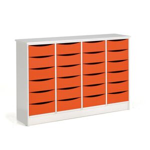 Zásuvková skrinka BJÖRKAVI, 24 zásuviek, 1520x400x980 mm, biela, oranžová