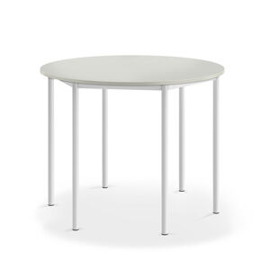 Stôl SONITUS, kruh, Ø1200x900 mm, laminát - šedá, biela