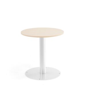 Okrúhly stôl ALVA, Ø700x720 mm, breza, biela