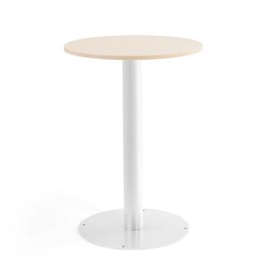 Okrúhly barový stôl ALVA, Ø700x1000 mm, breza, biela