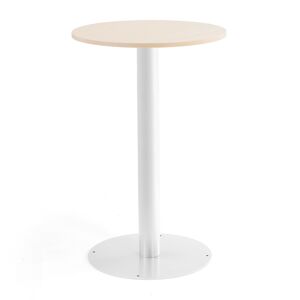 Okrúhly barový stôl ALVA, Ø700x1100 mm, breza, biela