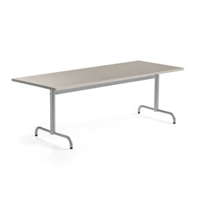 Stôl PLURAL, 1800x800x720 mm, linoleum - šedá, strieborná