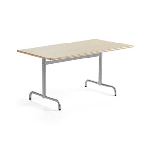 Stôl PLURAL, 1400x800x600 mm, HPL - breza, strieborná