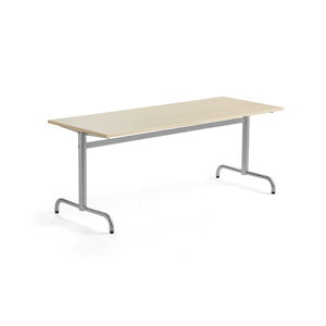 Stôl PLURAL, 1800x700x600 mm, HPL - breza, strieborná