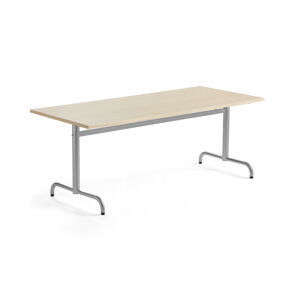 Stôl PLURAL, 1800x800x600 mm, HPL - breza, strieborná