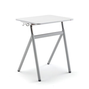 Výškovo nastaviteľný školský stôl ASCEND, laminát - šedá, strieborná