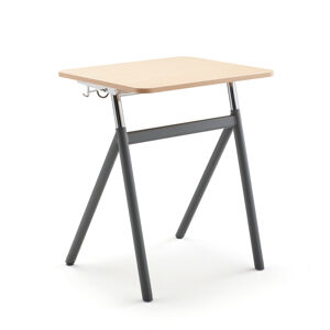 Výškovo nastaviteľný školský stôl ASCEND, laminát - breza, šedá