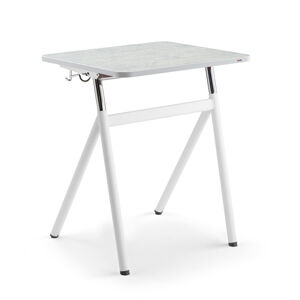 Výškovo nastaviteľný školský stôl ASCEND, linoleum - svetlošedá, biela