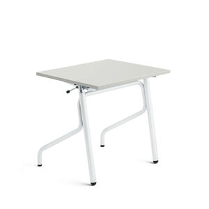 Nastaviteľná školská lavica ADJUST, 700x600 mm, HPL - šedá, biela