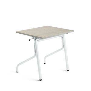 Nastaviteľná školská lavica ADJUST, 700x600 mm, linoleum - šedá, biela