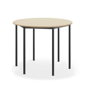 Stôl SONITUS, kruh, Ø1200x760 mm, laminát - breza, antracit