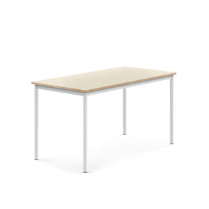 Stôl SONITUS, 1400x700x720 mm, laminát - breza, biela
