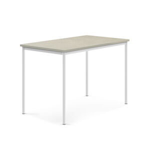 Stôl SONITUS, 1400x800x900 mm, linoleum - svetlošedá, biela