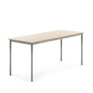Stôl SONITUS, 1800x700x760 mm, laminát - breza, strieborná