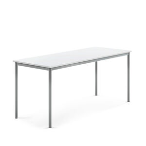 Stôl SONITUS, 1800x700x760 mm, laminát - biela, strieborná