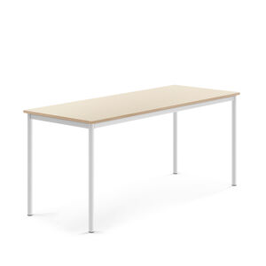 Stôl SONITUS, 1800x700x760 mm, laminát - breza, biela