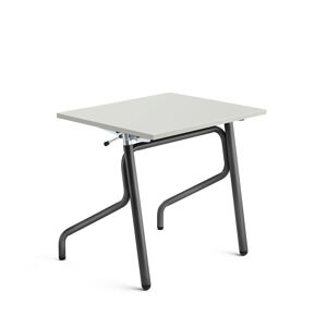 Nastaviteľná školská lavica ADJUST, 700x600 mm, akustický HPL - šedá, antracit