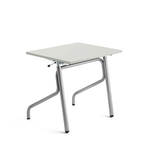 Nastaviteľná školská lavica ADJUST, 700x600 mm, akustický HPL - šedá, strieborná