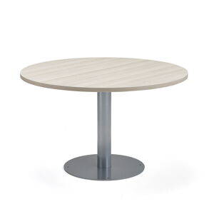 Jedálenský stôl GATHER, na kotvenie, Ø 900x720 mm, strieborná, jaseň