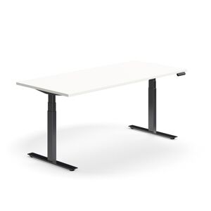 Výškovo nastaviteľný stôl QBUS, rovný, 1800x800 mm, čierny rám, biela