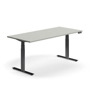 Výškovo nastaviteľný stôl QBUS, rovný, 1800x800 mm, čierny rám, svetlošedá