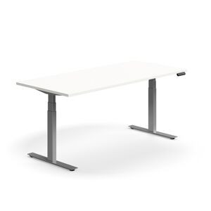 Výškovo nastaviteľný stôl QBUS, rovný, 1800x800 mm, strieborný rám, biela