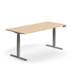 Výškovo nastaviteľný stôl QBUS, rovný, 1800x800 mm, strieborný rám, dub