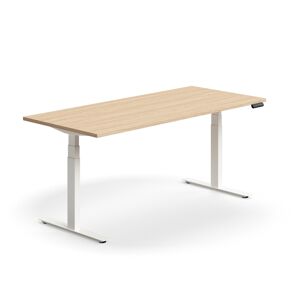 Výškovo nastaviteľný stôl QBUS, rovný, 1800x800 mm, biely rám, dub