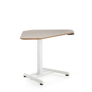 Nastaviteľný rohový stôl NOVUS, 1200x750 mm, hlinená šedá doska, biely rám