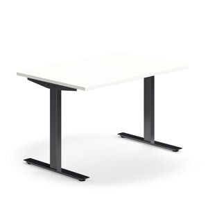 Kancelársky stôl QBUS, rovný, 1200x800 mm, T-rám, čierny rám, biela