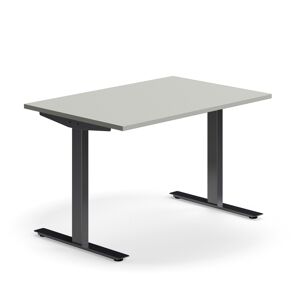 Kancelársky stôl QBUS, rovný, 1200x800 mm, T-rám, čierny rám, svetlošedá
