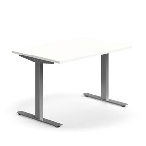 Kancelársky stôl QBUS, rovný, 1200x800 mm, T-rám, strieborný rám, biela