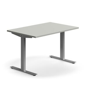 Kancelársky stôl QBUS, rovný, 1200x800 mm, T-rám, strieborný rám, svetlošedá