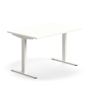Kancelársky stôl QBUS, rovný, 1200x800 mm, T-rám, biely rám, biela