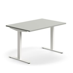 Kancelársky stôl QBUS, rovný, 1200x800 mm, T-rám, biely rám, svetlošedá