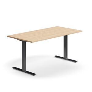 Kancelársky stôl QBUS, rovný, 1600x800 mm, T-rám, čierny rám, dub