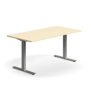Kancelársky stôl QBUS, rovný, 1600x800 mm, T-rám, strieborný rám, breza