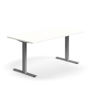 Kancelársky stôl QBUS, rovný, 1600x800 mm, T-rám, strieborný rám, biela